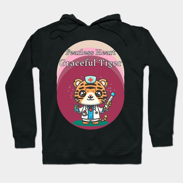 Fearless Heart, Graceful Tiger Hoodie by pmArtology